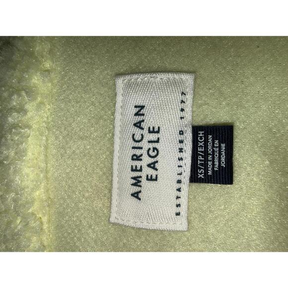 American Eagle Light Yellow Sherpa Fleece Pullover Sweatshirt XS - Picture 3 of 6